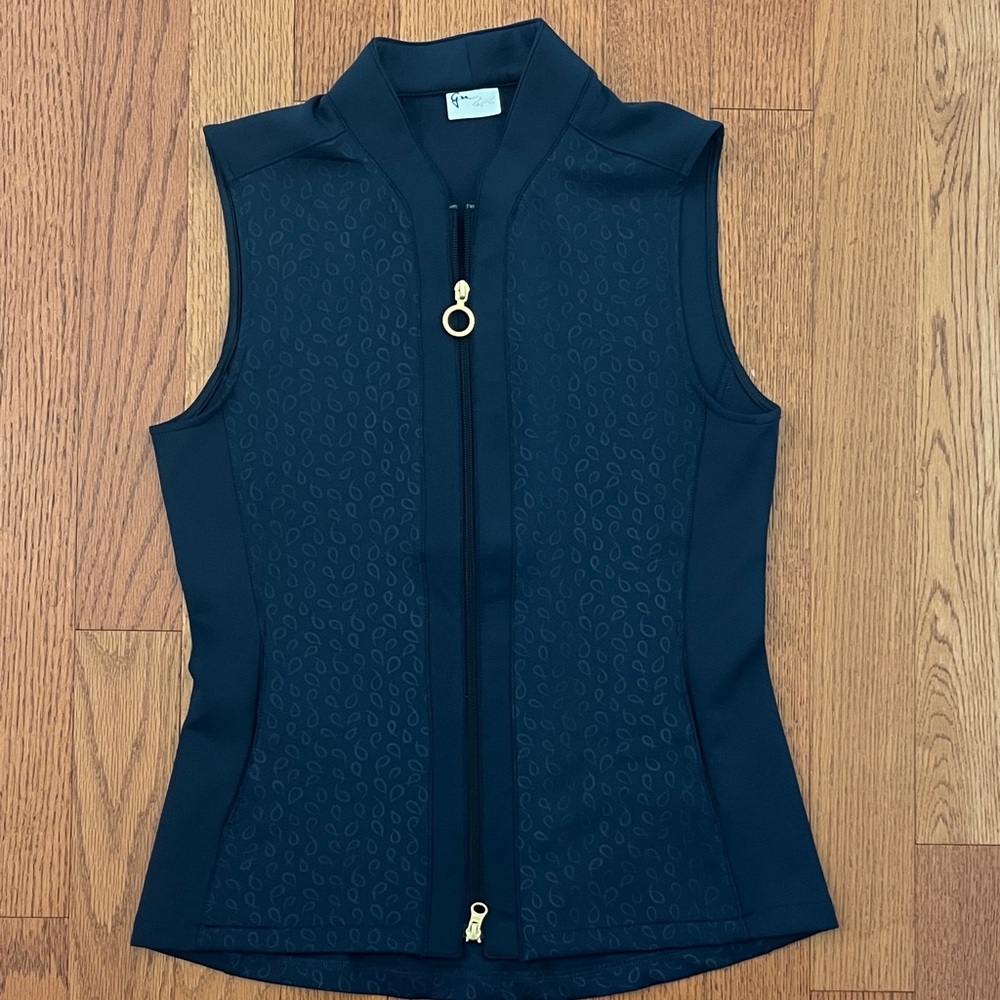 Greg Norman Collection Navy Vest with Gold Zipper
